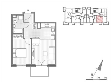 rzut mieszkanie na sprzedaż 39m2 mieszkanie Kraków, ul.Glogera 9,11