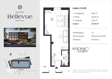 rzut mieszkanie na sprzedaż 35m2 mieszkanie Jelenia Góra, Centrum, ul. Jana III Sobieskiego 56