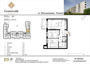 rzut mieszkanie na sprzedaż 58m2 mieszkanie Poznań, Grunwald, Wieruszowska 8