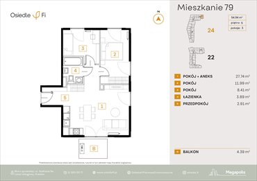 rzut mieszkanie na sprzedaż 55m2 mieszkanie Kraków, Rzemieślnicza 22-24