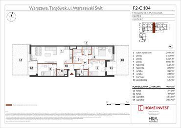 rzut mieszkanie na sprzedaż 91m2 mieszkanie Warszawa, ul. Warszawski Świt