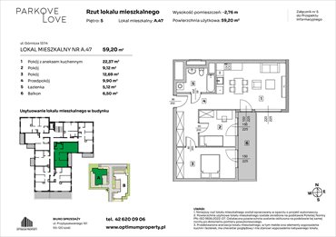 rzut mieszkanie na sprzedaż 59m2 mieszkanie Łódź, Bałuty-Doły, ul. Górnicza 12/14