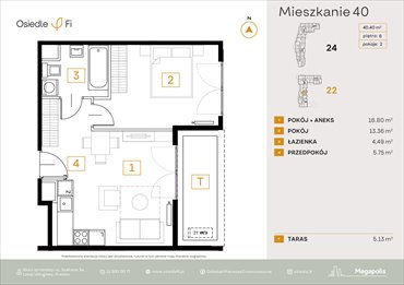 rzut mieszkanie na sprzedaż 40m2 mieszkanie Kraków, Rzemieślnicza 22-24