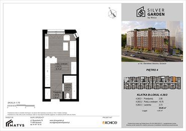rzut mieszkanie na sprzedaż 25m2 mieszkanie Szczecin, Centrum, al. Wyzwolenia 70 / ul. Staszica 21