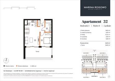 rzut mieszkanie na sprzedaż 44m2 mieszkanie Rogowo, Rogowo 65