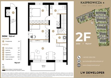 rzut mieszkanie na sprzedaż 73m2 mieszkanie Łódź, Jana Kasprowicza 4