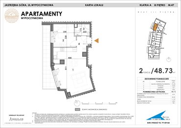 rzut mieszkanie na sprzedaż 49m2 mieszkanie Jastrzębia Góra, Wypoczynkowa