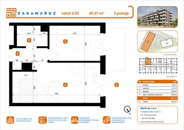 rzut mieszkanie na sprzedaż 45m2 mieszkanie Marki, Aleja Józefa Piłsudskiego 102