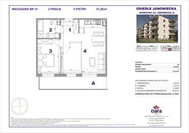 rzut mieszkanie na sprzedaż 51m2 mieszkanie Warszawa, Targówek, Janowiecka 27
