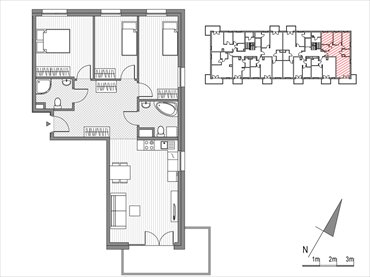 rzut mieszkanie na sprzedaż 78m2 mieszkanie Kraków, ul.Glogera 9,11