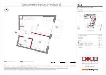 rzut mieszkanie na sprzedaż 38m2 mieszkanie Warszawa, Żerań, ul. Morelowa 13