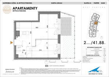 rzut mieszkanie na sprzedaż 42m2 mieszkanie Jastrzębia Góra, Wypoczynkowa