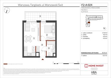 rzut mieszkanie na sprzedaż 36m2 mieszkanie Warszawa, ul. Warszawski Świt