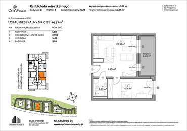 rzut mieszkanie na sprzedaż 46m2 mieszkanie Łódź, Widzew, Przybyszewskiego 292-300