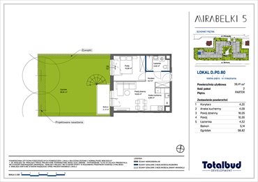 rzut mieszkanie na sprzedaż 39m2 mieszkanie Warszawa, Białołęka, Mirabelki