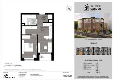 rzut mieszkanie na sprzedaż 39m2 mieszkanie Szczecin, Centrum, al. Wyzwolenia 70 / ul. Staszica 21