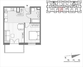 rzut mieszkanie na sprzedaż 41m2 mieszkanie Kraków, Mistrzejowice, Os. Piastów 77