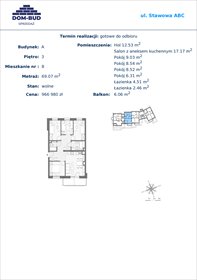 rzut mieszkanie na sprzedaż 69m2 mieszkanie Kraków, Bronowice Wielkie, Stawowa
