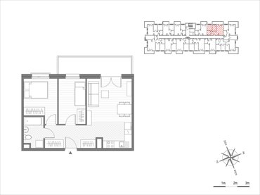 rzut mieszkanie na sprzedaż 49m2 mieszkanie Kraków, Mistrzejowice, os.Piastów 75