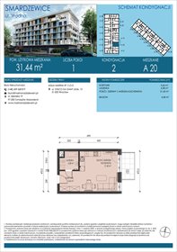 rzut mieszkanie na sprzedaż 31m2 mieszkanie SMARDZEWICE, WODNA
