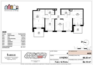 rzut mieszkanie na sprzedaż 86m2 mieszkanie Rumia, Kosynierów 9