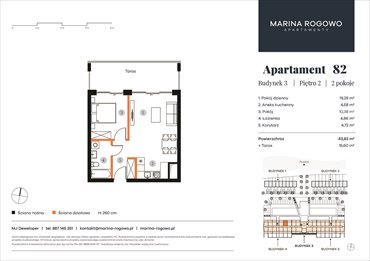 rzut mieszkanie na sprzedaż 44m2 mieszkanie Rogowo, Rogowo 65