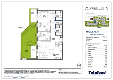 rzut mieszkanie na sprzedaż 76m2 mieszkanie Warszawa, Białołęka, Mirabelki