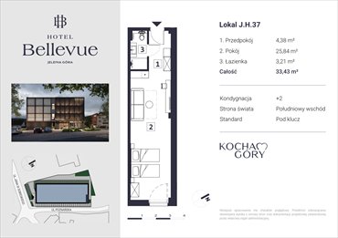 rzut mieszkanie na sprzedaż 33m2 mieszkanie Jelenia Góra, Centrum, ul. Jana III Sobieskiego 56
