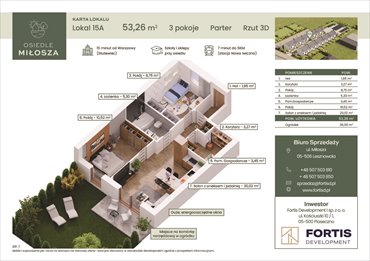 rzut mieszkanie na sprzedaż 53m2 mieszkanie Lesznowola, Czesława Miłosza 5