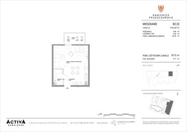 rzut mieszkanie na sprzedaż 30m2 mieszkanie Pruszcz Gdański, ul. Grunwaldzka 71B, 71C