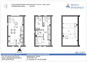 rzut dom na sprzedaż 87m2 dom Gdańsk, Kokoszki, Geologów