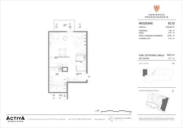 rzut mieszkanie na sprzedaż 46m2 mieszkanie Pruszcz Gdański, ul. Grunwaldzka 71B, 71C
