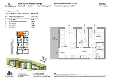 rzut mieszkanie na sprzedaż 54m2 mieszkanie Łódź, Widzew, Przybyszewskiego 292-300
