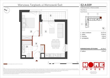 rzut mieszkanie na sprzedaż 43m2 mieszkanie Warszawa, Targówek, ul. Warszawski Świt