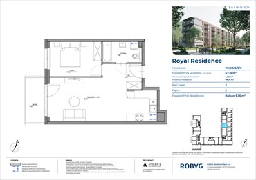 rzut mieszkanie na sprzedaż 47m2 mieszkanie Warszawa, Wilanów, Sarmacka