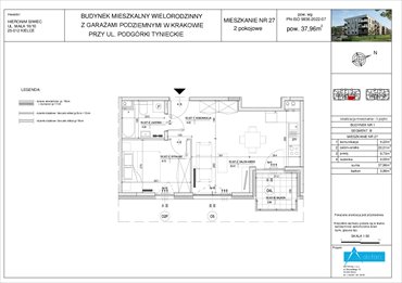 rzut mieszkanie na sprzedaż 38m2 mieszkanie Kraków, Dębniki, Podgórki Tynieckie
