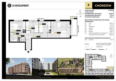 rzut mieszkanie na sprzedaż 70m2 mieszkanie Chorzów, 3 Maja 94'