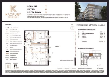 rzut mieszkanie na sprzedaż 55m2 mieszkanie Warszawa, Rembetów, Kacpury 11