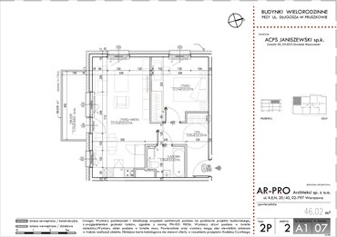 rzut mieszkanie na sprzedaż 46m2 mieszkanie Pruszków, Bąki, Długosza 42