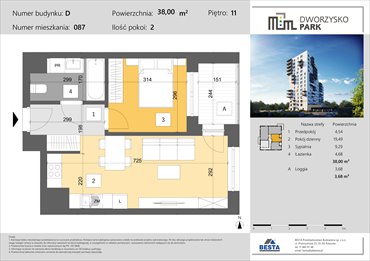 rzut mieszkanie na sprzedaż 38m2 mieszkanie Rzeszów, Przybyszówka, Dworzysko