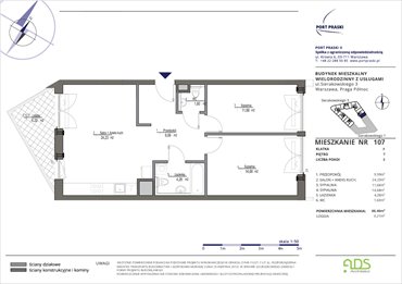 rzut mieszkanie na sprzedaż 67m2 mieszkanie Warszawa, Praga - Północ, Sierakowskiego 1-3