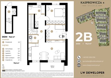 rzut dom na sprzedaż 73m2 dom Łódź, Jana Kasprowicza 4