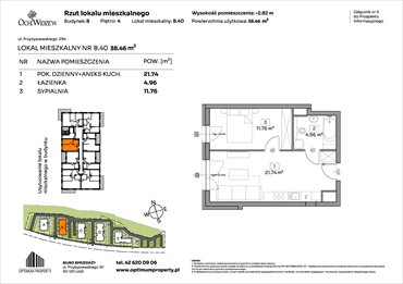 rzut mieszkanie na sprzedaż 38m2 mieszkanie Łódź, Widzew, Przybyszewskiego 292-300