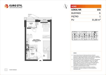 rzut mieszkanie na sprzedaż 31m2 mieszkanie Gdańsk, Śródmieście, ks. Jerzego Popiełuszki/Rybaki Górne