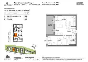 rzut mieszkanie na sprzedaż 46m2 mieszkanie Łódź, Widzew, Przybyszewskiego 292-300