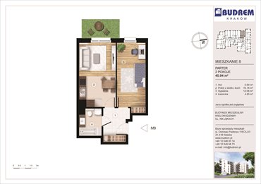 rzut mieszkanie na sprzedaż 41m2 mieszkanie Kraków, ul. Na Łąkach