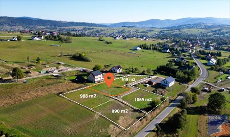 Działka budowlana 903 m² (blisko szkoła, media) działka Słopnice