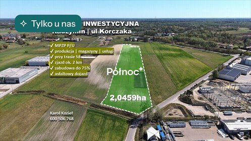 Działka inwestycyjna 20 459 m² w Radzyminie (blisko S8) działka Radzymin, Janusza Korczaka