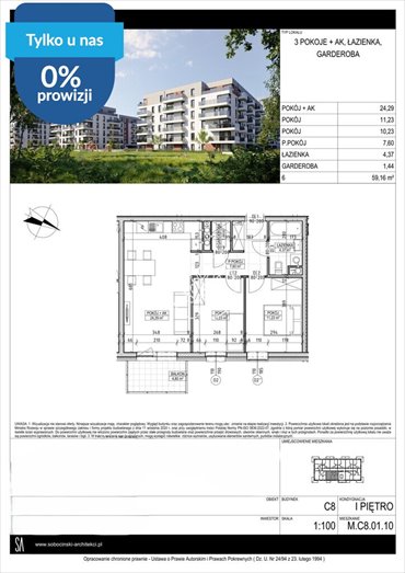 Do sprzedania przestronne 3-pokojowe mieszkanie 59 m² w Fordonie mieszkanie Bydgoszcz, Fordon, Fordońska