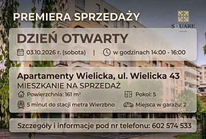 Przestronny apartament 162 m2 - 5 pokoi - 2 loggie - garaż mieszkanie Warszawa, Wielicka